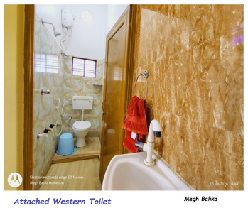 Attached Western toilet with Every room + Geyser