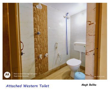 Attached Western toilet with Every room + Geyser